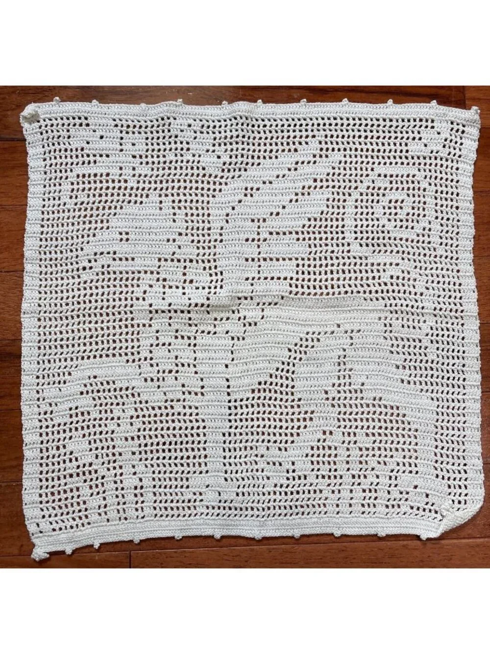 Handmade Crochet Lace Panel Cream 14x15